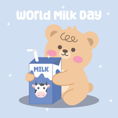 World milk day vector design for world milk day celebration. Suitable for flat design graphic illustration, background, template, social media, poster, flyer design, etc