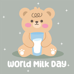 World milk day vector design for world milk day celebration. Suitable for flat design graphic illustration, background, template, social media, poster, flyer design, etc