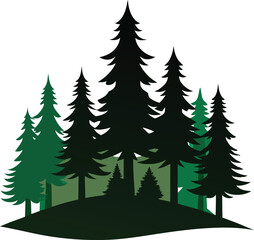 Obraz premium Tree Silhouettes Collection, Vector Set of Forest, Leafless, and Seasonal Trees, Nature, Oak, Pine, and Bare Tree Designs, tree silhouettes, vector