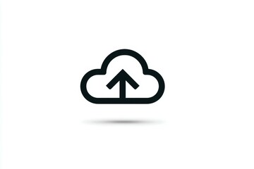 Cloud upload icon with arrow on white background