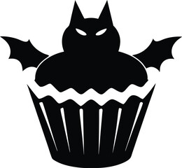 halloween cupcake vector icon. Collection of halloween silhouettes icon.