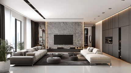 Fototapeta premium Luxurious Modern Living Room with Elegant Furnishings