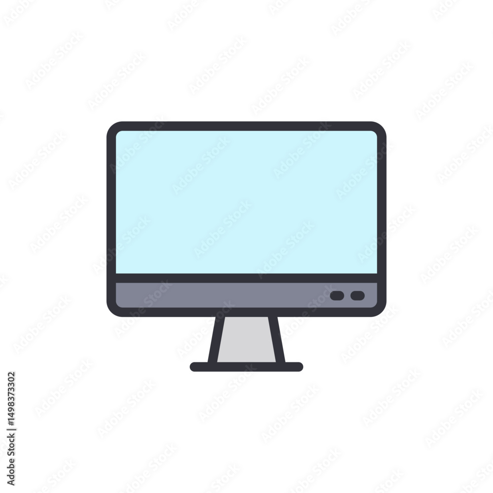 Poster modern computer monitor display with clean lines and light colors