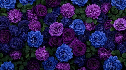 Vibrant Blue and Purple Floral Wall