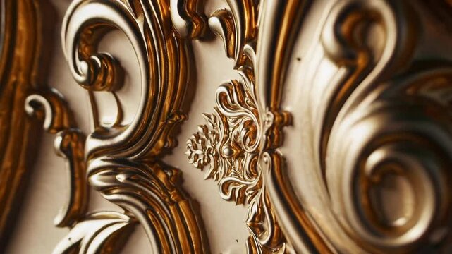 Intricate golden baroque design with light play and elegance