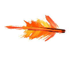 Artistic Arrow with Vivid Brush Strokes in Apricot Isolated on Transparent Background