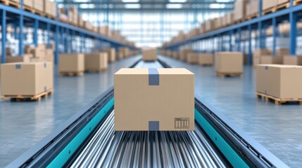 Automated package handling system warehouse industrial operations modern facility aerial view efficiency optimization