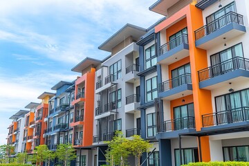 Fototapeta premium Colorful Row Of Modern Apartments