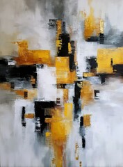 Abstract Gold And Black Geometric Painting