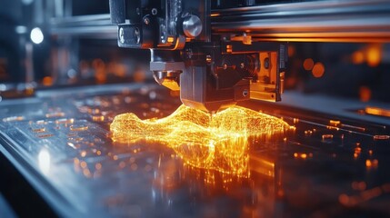 A closeup of a 3D printer creating a prototype, Manufacturing, Innovative and precise
