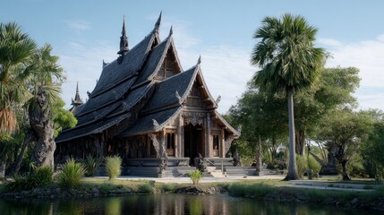 Obraz premium Traditional thai architecture thailand landscape photography natural setting wide angle cultural heritage