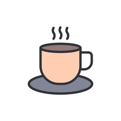 Steaming Coffee Cup Icon With Simple Design And Pastel Colors