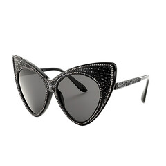 Sleek Cat Eye Sunglasses with Intricate Detail Isolated on Transparent Background