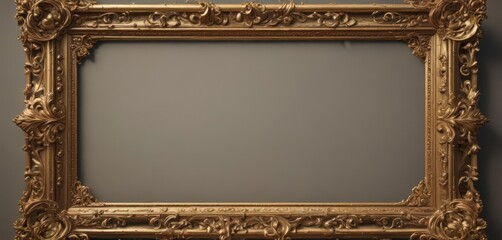 Ornate gold scroll frame, vintage style, royal aesthetic , gold, golden, frame