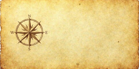 Aged Parchment Background Featuring a Detailed Nautical Compass Rose for Design Projects