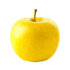 Golden yellow apple isolated on transparent background