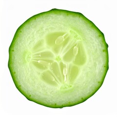 Cucumber slices isolated on white background with full depth of field for food, spa or beauty concept