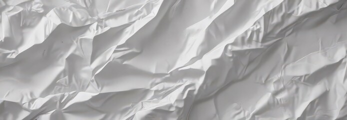 Deep creases and sharp folds form a chaotic pattern on a crumpled white sheet ,  folded,  background