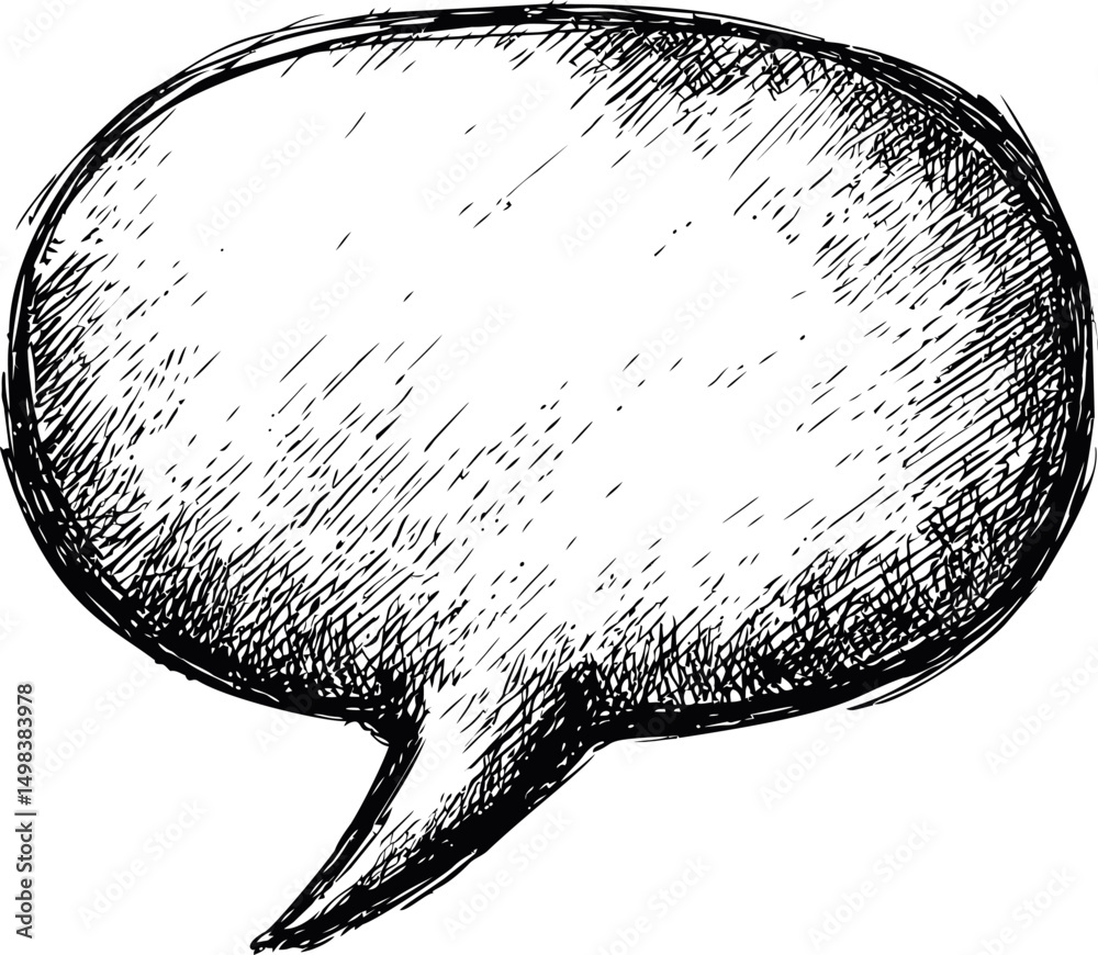 Aufkleber hand-drawn sketch of a blank speech bubble with textured shading. vector illustration