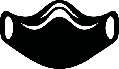 Black silhouette of a protective face mask icon for health safety. Vector illustration