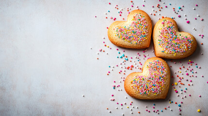 Cookies heart sprinkles colorful and sweet elements create a scene perfect. AI generative