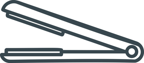 Fototapeta premium Outlined icon of hair straightener in dark grey on white background. Vector illustration