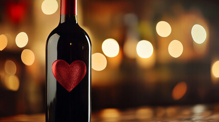 Wine, romantic, bottle, heart, and gift elements create an elegant scene perfect for Valentine’s Day or special occasions. AI generative