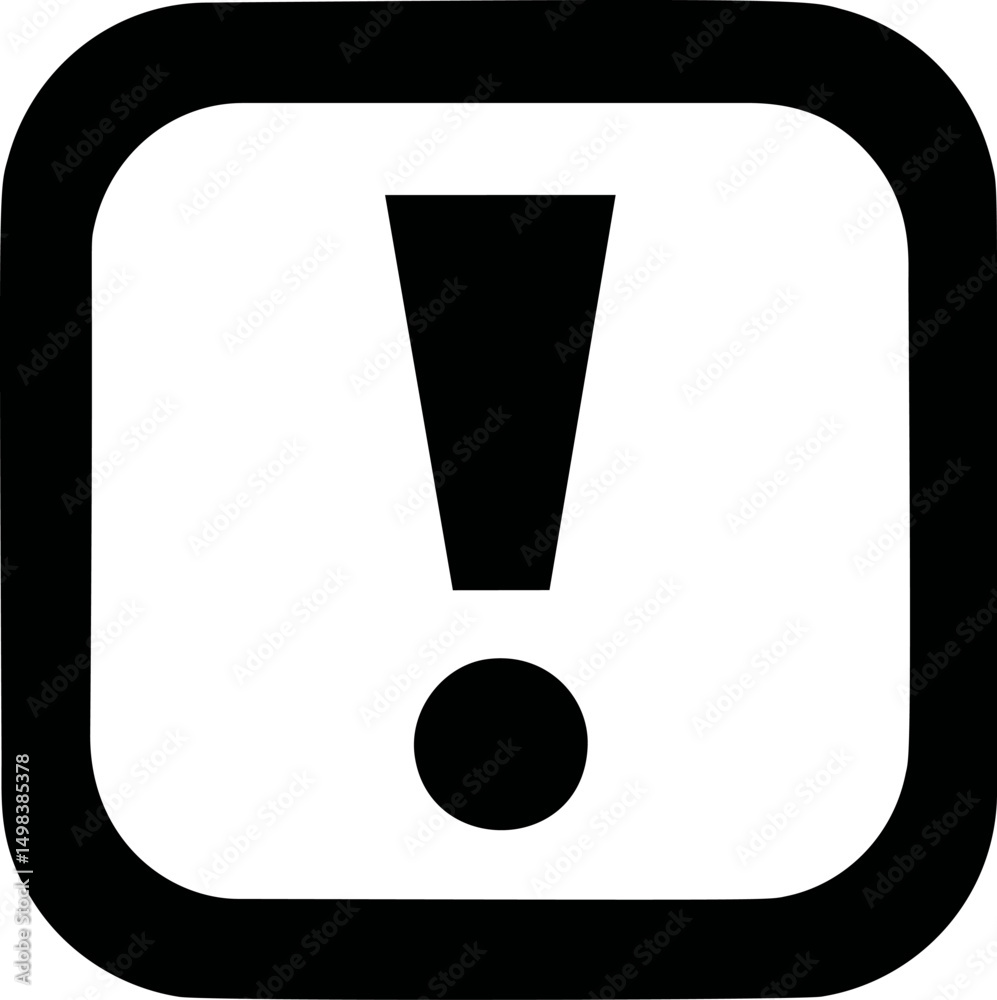 Poster black exclamation mark inside a rounded square on a white background. vector illustration
