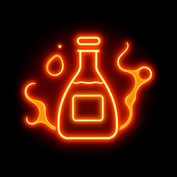 Glowing neon corrosive chemicals icon isolated on black background. HD Video motion graphic animation