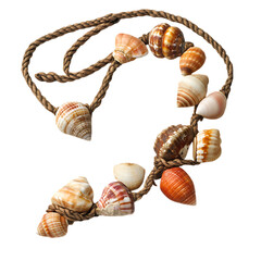 Trendy Rustic Shell Necklace with Assorted Natural Isolated on Transparent Background