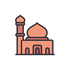 Stylized Mosque Illustration With Dome And Minaret In Earthy Tones