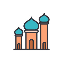 Fototapeta premium Colorful Mosque Icon Illustrating Islamic Architecture And Cultural Heritage
