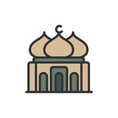 Stylized Icon Depiction Of Islamic Mosque Architecture Design