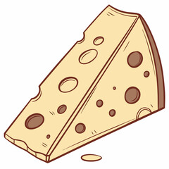 Wedge of swiss cheese cartoon illustration