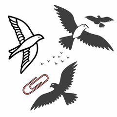 Birds in flight paperclip minimalist design