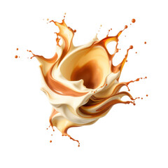 Creamy caramel splash isolated on transparent background