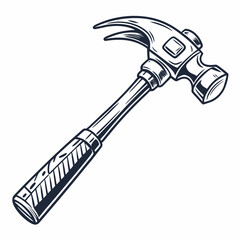 Professional claw hammer graphic design element isolated on white