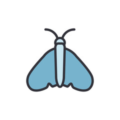 Stylized Illustration Of A Light Blue Moth On Transparent Background