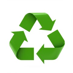Green recycling symbol isolated on white background for environmental awareness and sustainability projects.