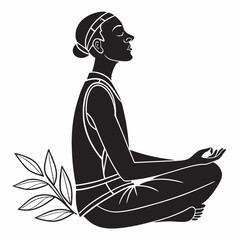 Woman meditating yoga pose peaceful serenity
