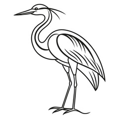 Minimalist Line Art of a Crane for Nature and Educational Projects