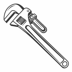 Vintage style pipe wrench tool illustration