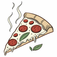 Delicious melted cheese pepperoni pizza slice