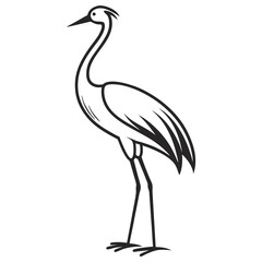 Minimalist Line Art of a Heron for Nature and Educational Designs