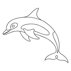 Minimalist Line Art of a Dolphin for Marine and Nature Designs