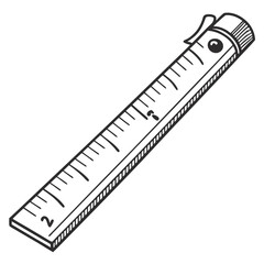 Professional hand drawn ruler illustration transparent background