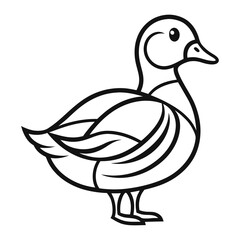 Minimalist Line Art of a Duck for Nature and Farm Designs