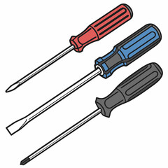 Professional screwdriver set isolated on white background