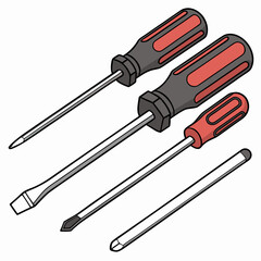 Professional screwdriver set isolated on white background