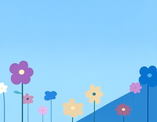 レトロでシンプルなデザインの花が咲いている背景